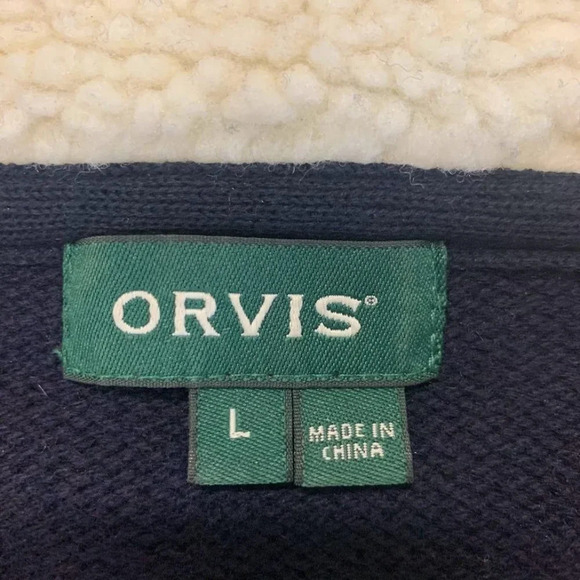 Orvis Men's Quarter‎ Zip 100% Lambswool and Leather Long Sleeve Pullover Size L - Picture 7 of 11